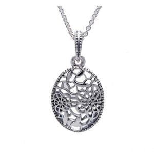 PANDORA Floral Daisy Lace Pendant Chain Necklace